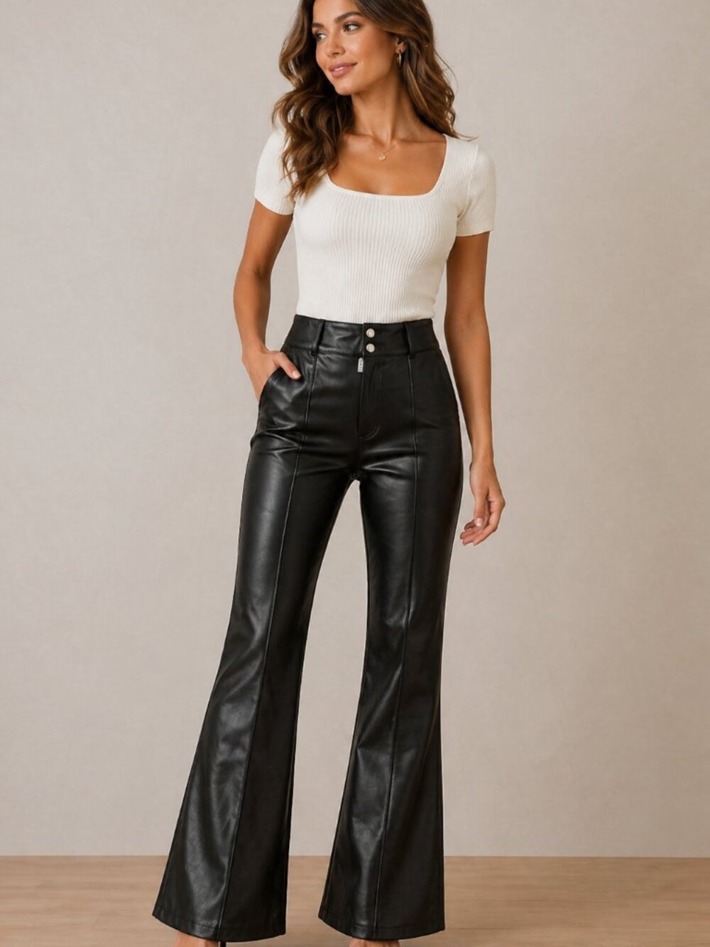 Garage Faux Leather Flare Pants NWT Black Size Small Low Rise